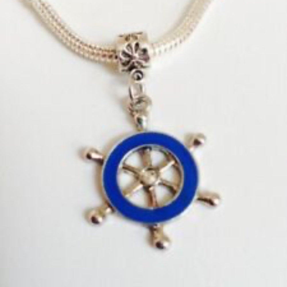 “Boat Steering Wheel” Dangling Charm Bead For European Style Charm Bracelets